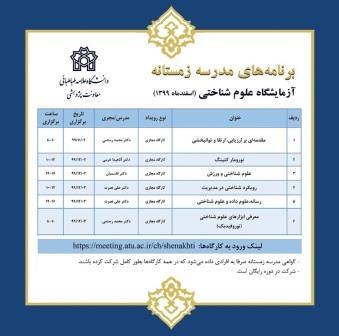 برنامه مدرسه زمستانه آزمایشگاه علوم شناختی دانشگاه - اسفندماه ۱۳۹۹